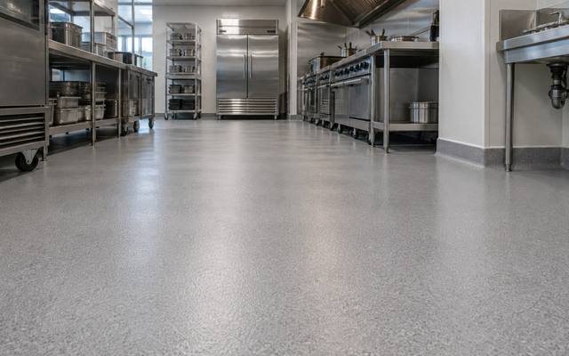 Seamless floor in a commercial kitchen in Moncton